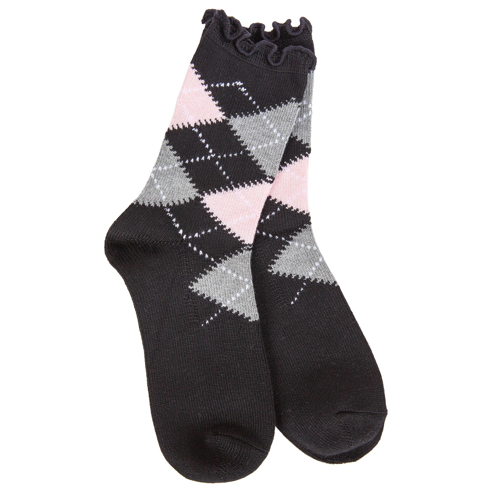 Weekend Argyle Ruffle Mini Crew Black