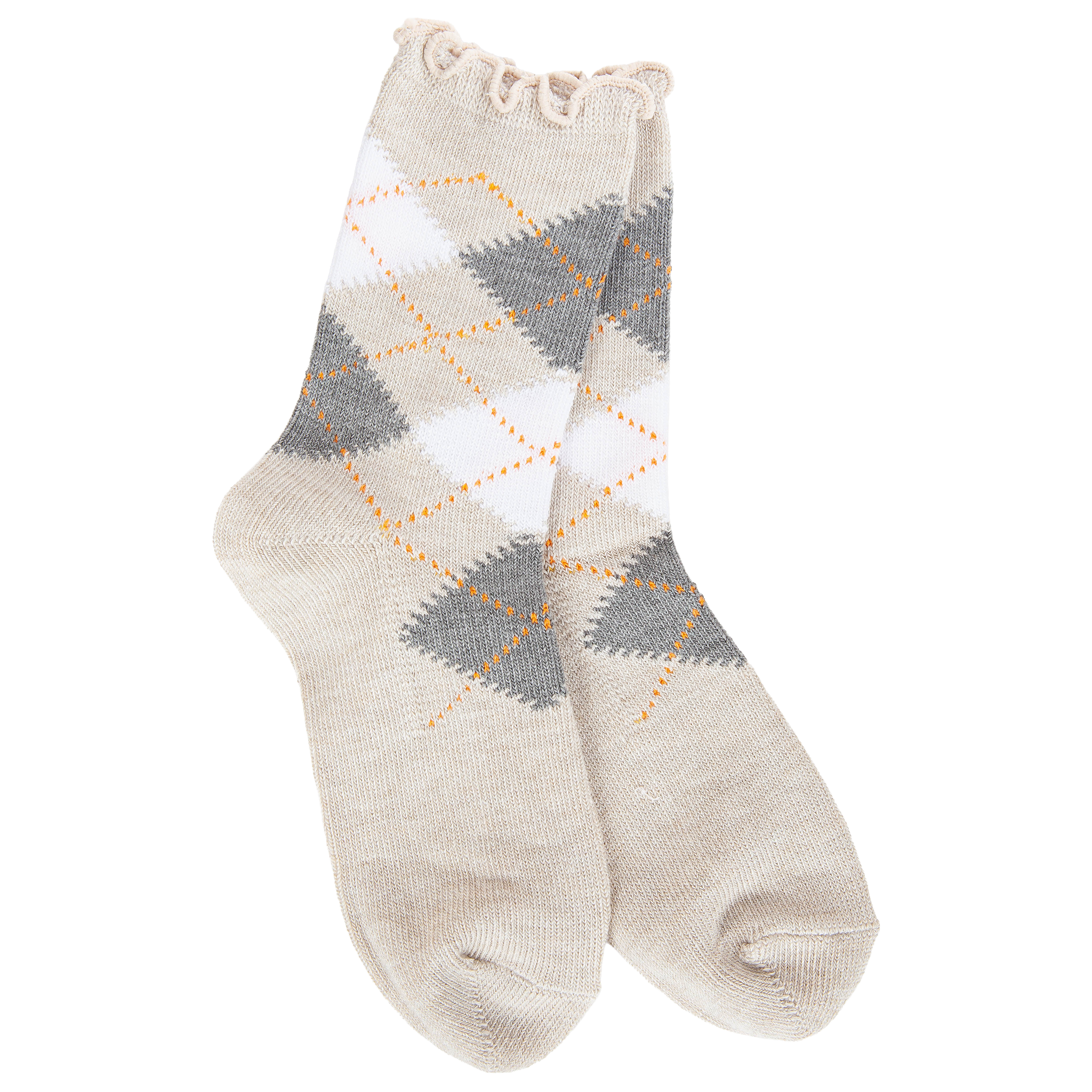 Weekend Argyle Ruffle Mini Crew Oatmeal